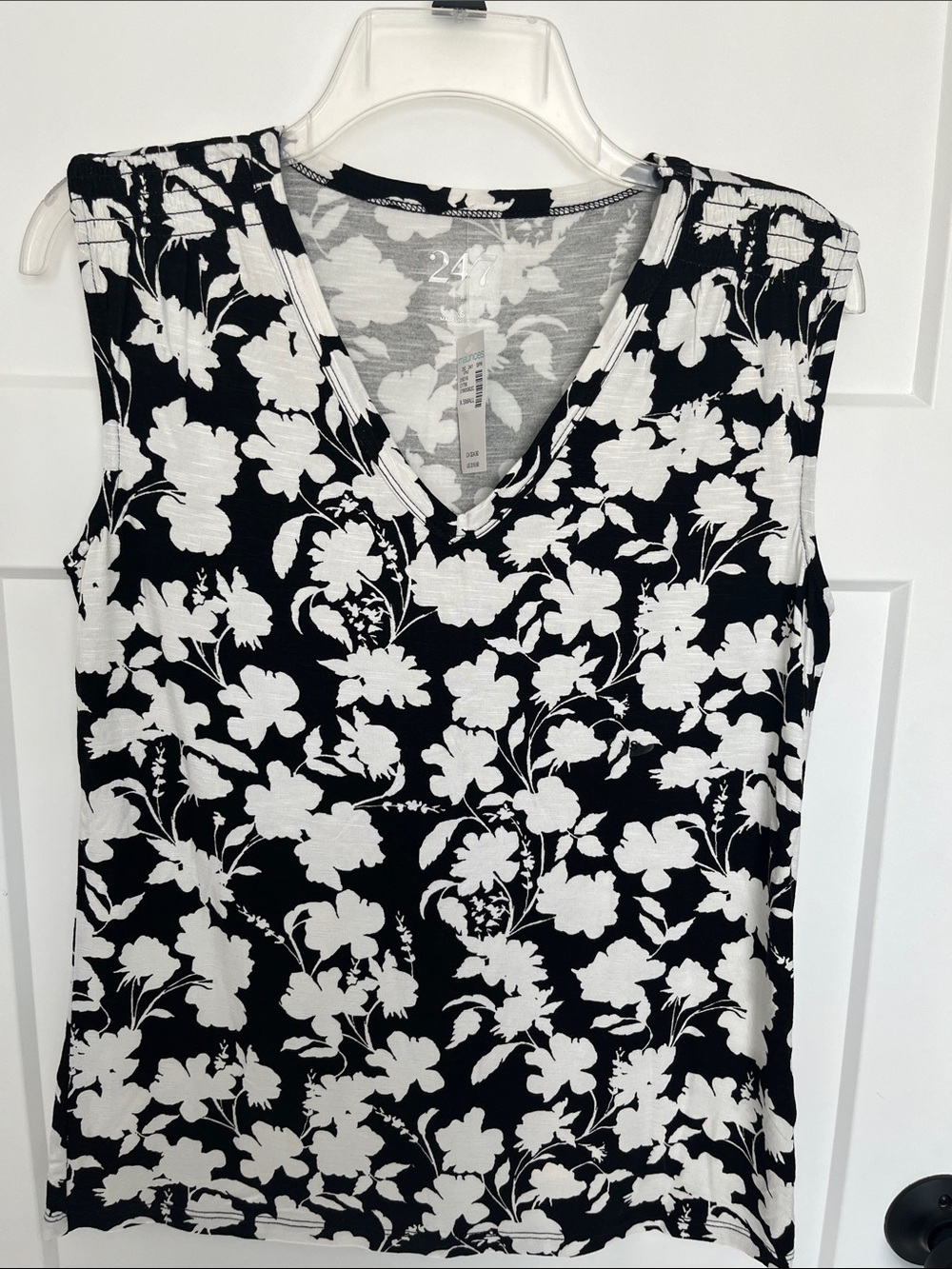 Maurices Black & White Floral V-Neck Tank